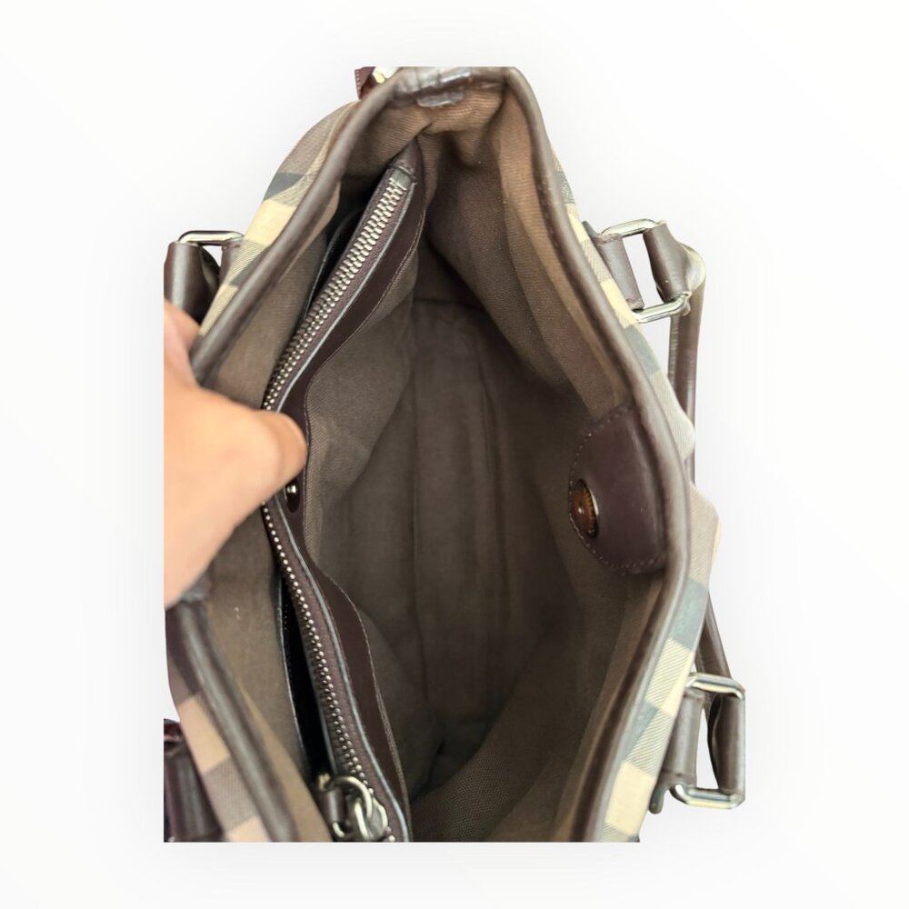 Burberry Northfield Smoked Check Satchel | Crossbody Strap - Picture 7 of 9